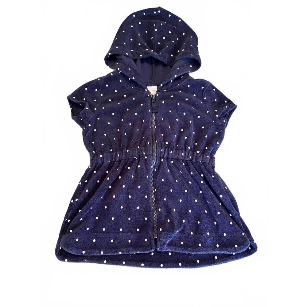 Carter's Navy Blue Polka Dot Hooded Swim Cover-Up